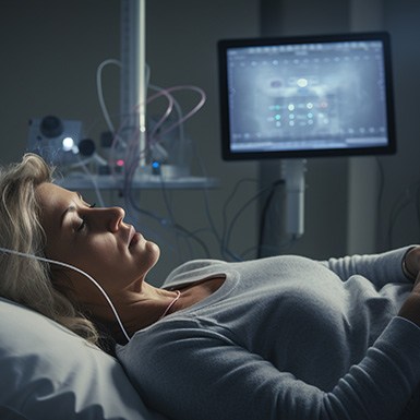 Woman sleeping soundly during sleep study